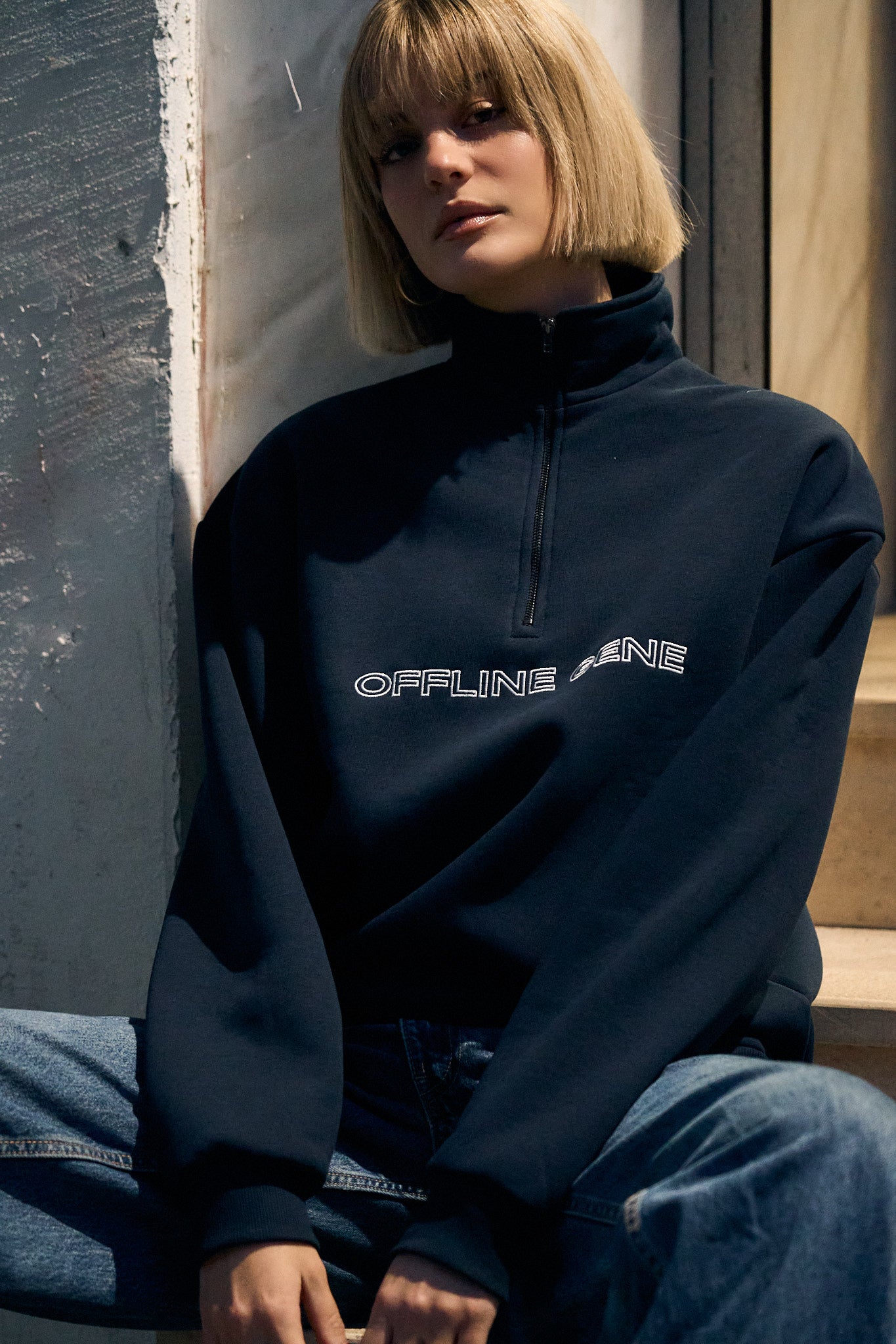 Navy Blue OG Half-Zip – Offline Gene