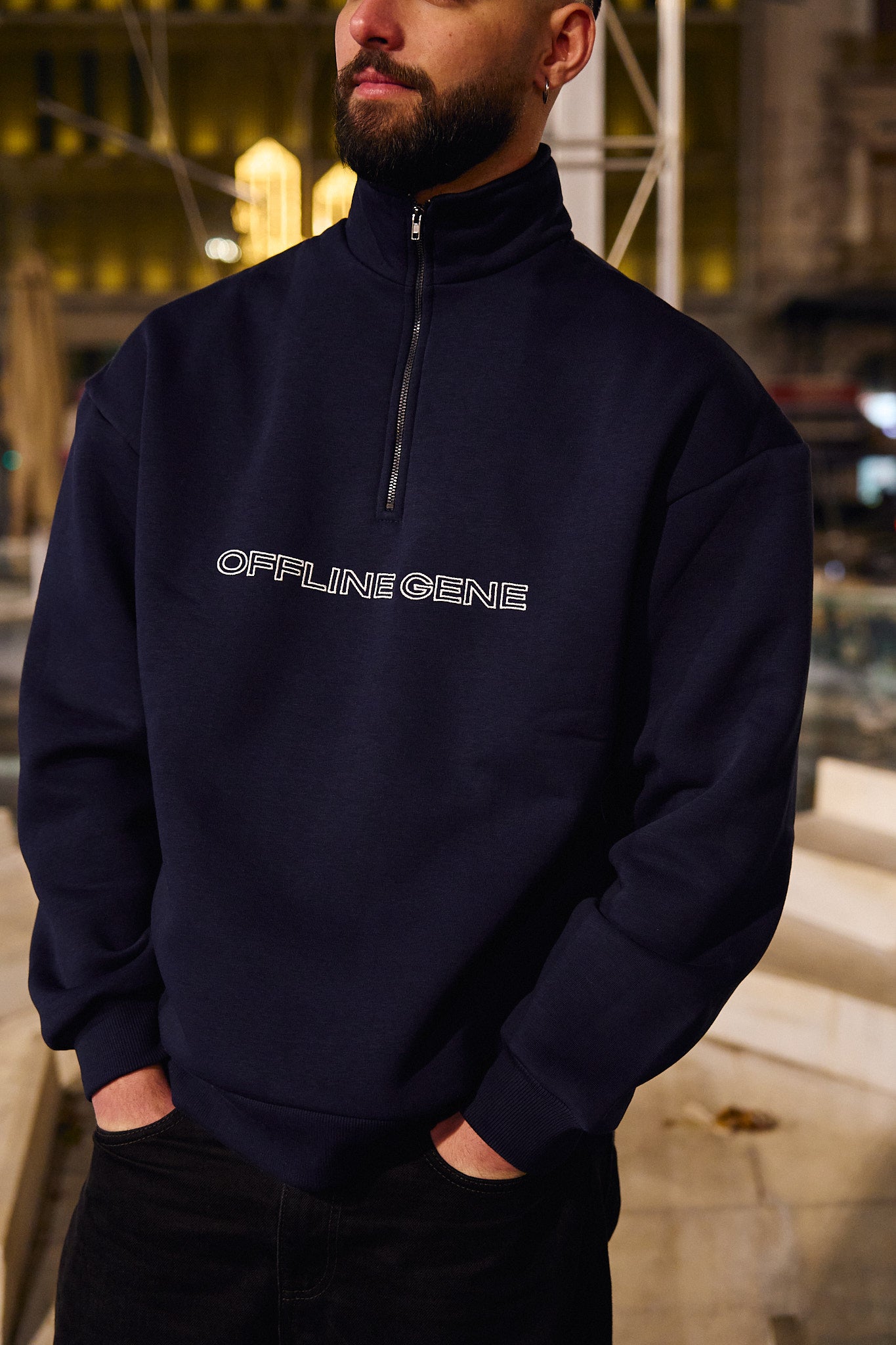 Navy Blue OG Half-Zip – Offline Gene